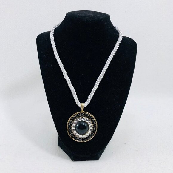 Women Necklace 16" Big Round Statement Pendant Rope Retro Boho Fashion Costume - Picture 2 of 11